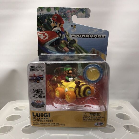 Nintendo Super Mario Bros. Mario Kart Luigi Pull-N-Go Coin Racers Toy Car - Picture 2 of 13